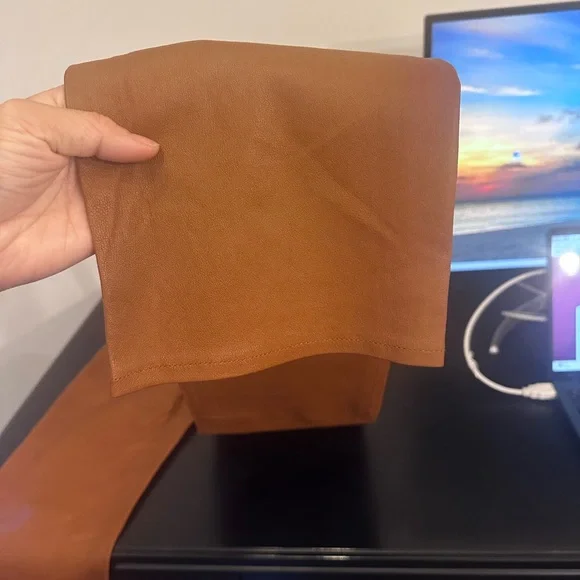 NWT Lauren Ralph Lauren Lamb Skin Brown Pants - Picture 5 of 5